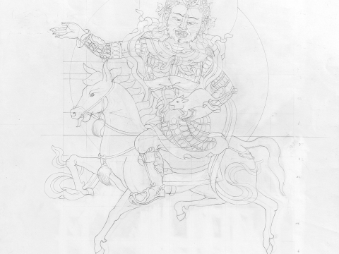 YAKSHA-tib.-NOE-CHIN_1998-2001_Bleistift-auf-Papier_48-x-36-cm-