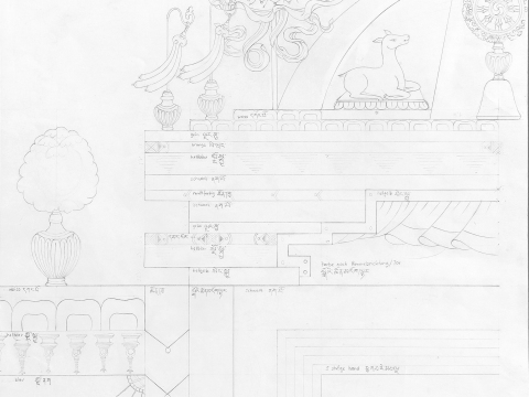 Entwurfsskizze-Farbgestaltung-der-Tore-2001_Bleistift-und-Farbstifte-auf-Papier_48-x-36-cm-