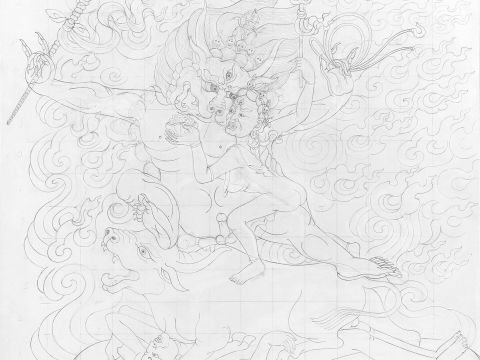 YAMA-tib.-SCHIN-DSCHE_1998-2001_Bleistift-auf-Papier_48-x-36-cm-